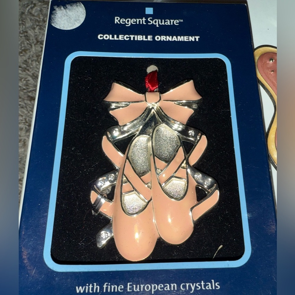 Regent Square Pink Ballet Shoe Ornament with Crystals